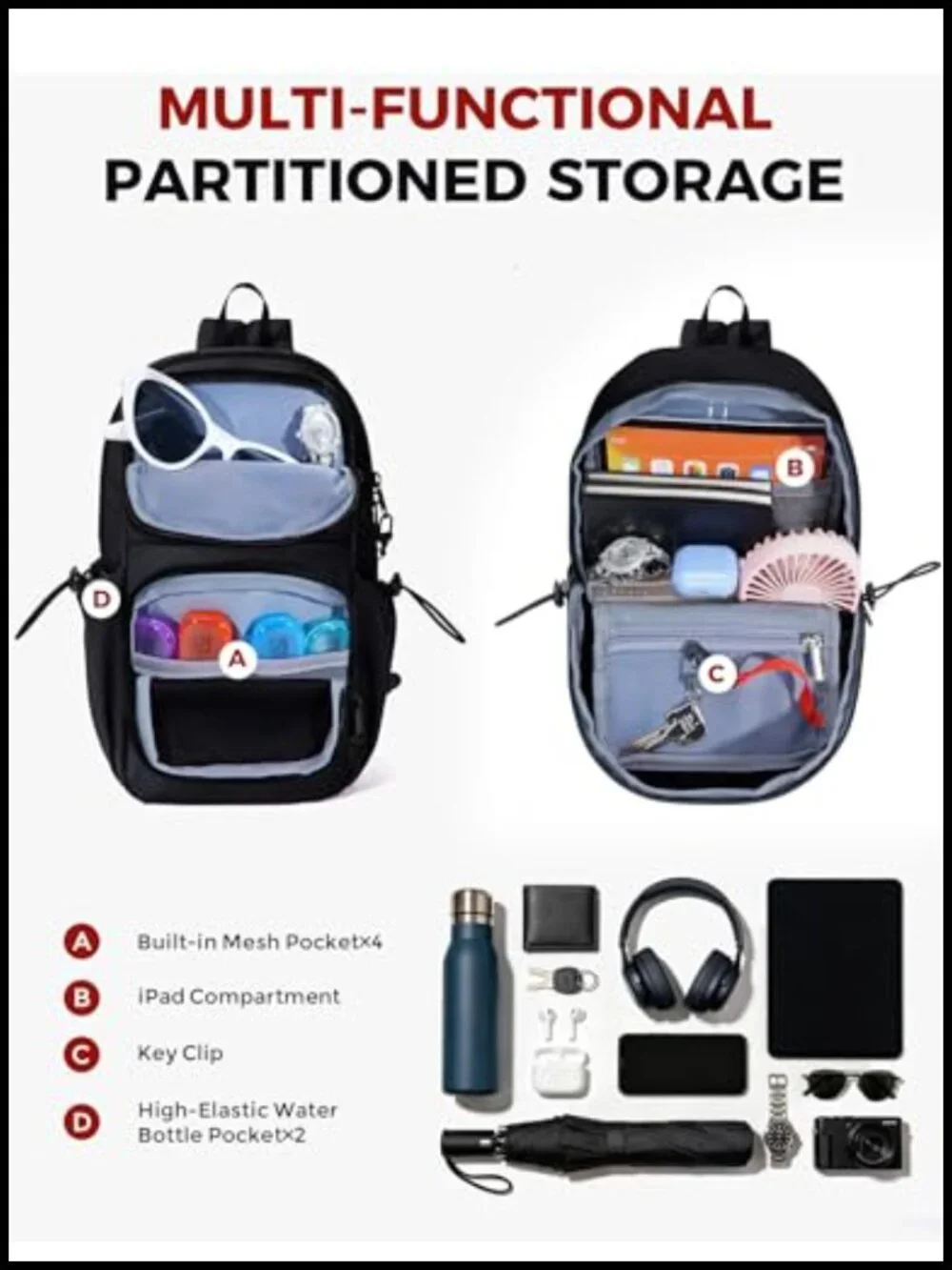 Anti-Theft RFID Blocking Sling Backpack Crossbody Daypack Water Resistant